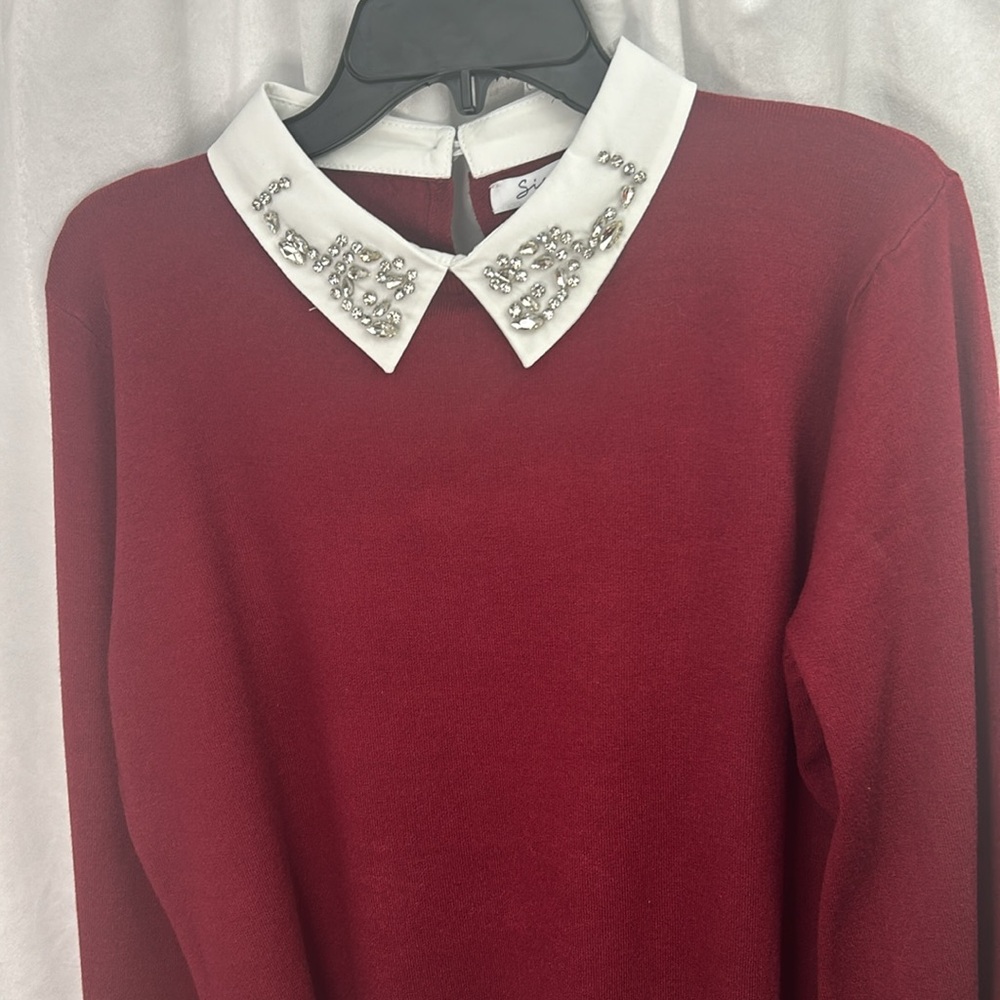 Red and white Ornate Sweater NWT